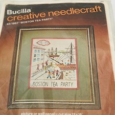 Bucilla Boston Tea Party Embroidery Kit 1967 Creative Needlecraft 12x15 Vintage