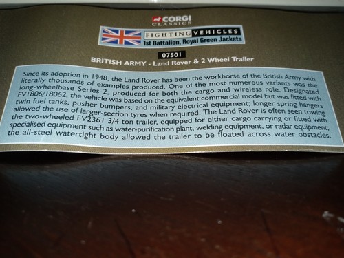Corgi Land Rover and 2 Wheeled Trailer, # 07501, 1:43 Die-cast, Limited Edition - Picture 9 of 11