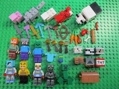 Lego MINECRAFT Minifigur KONVOLUT Set Lot TNT STEVE CREEPER ALEX ZOMBIE PANDA KUH