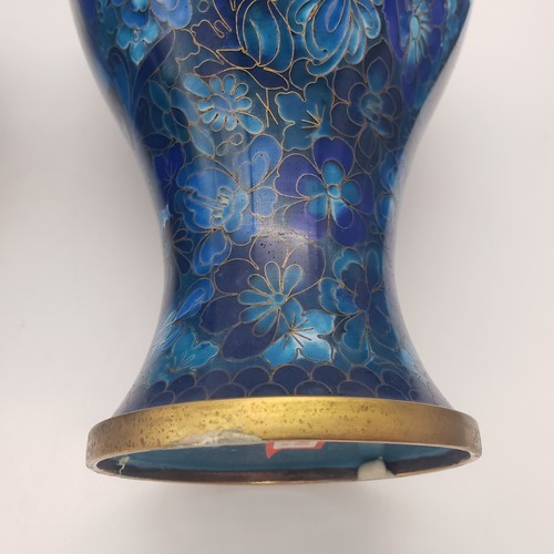 Pair of Vintage Chinese Cloisonne Champlevé Enamel Vases with Floral Motifs READ - Picture 12 of 20