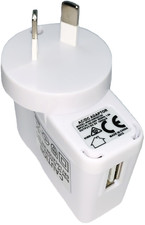World Travel Angle USB Plug Type I AC/DC Adapter Australia New Zealand China Wht