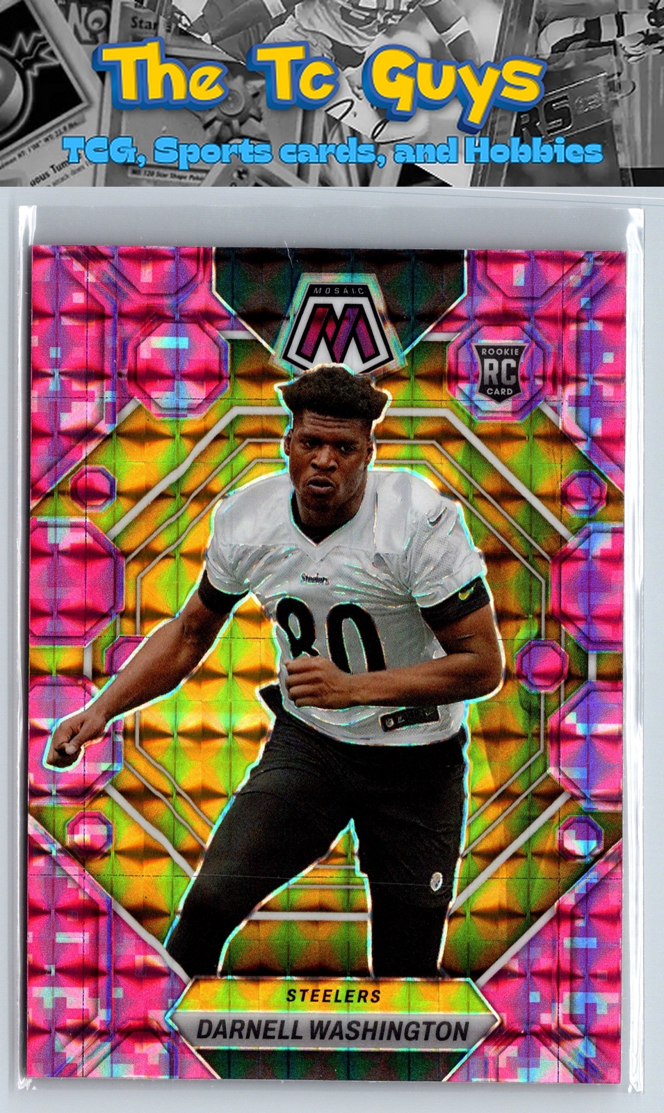 2023 Panini Mosaic #306 Darnell Washington Camo Pink Mosaic
