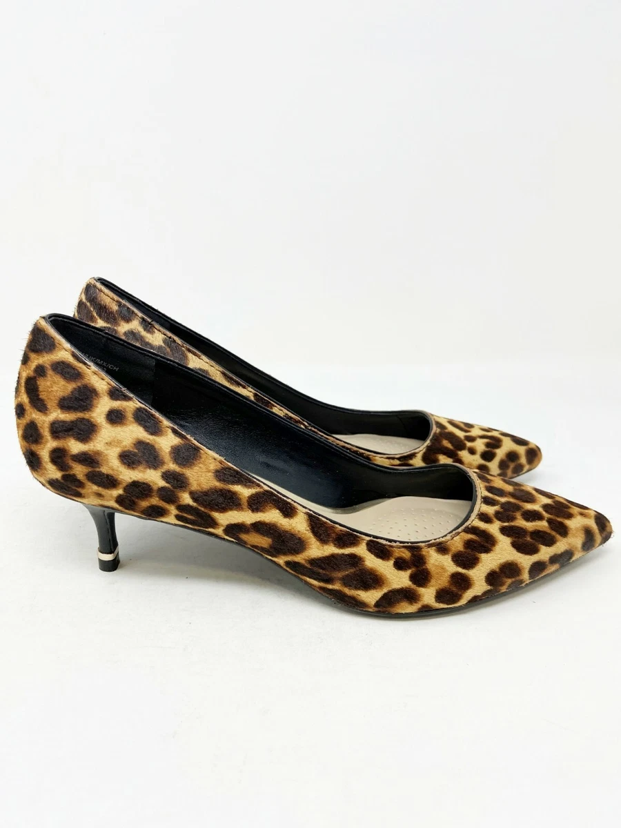 Kenneth Cole Morgan Cheetah Classic Pump Kitten Heels Size 5 5.5 6.5 7.5 M