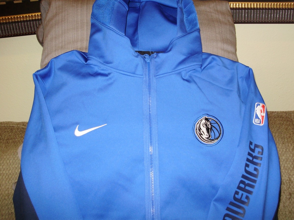 NBA Dallas Mavericks NIKE Dri Fit Showtime Blue Full Zip Hoodie Jacket Men  Large