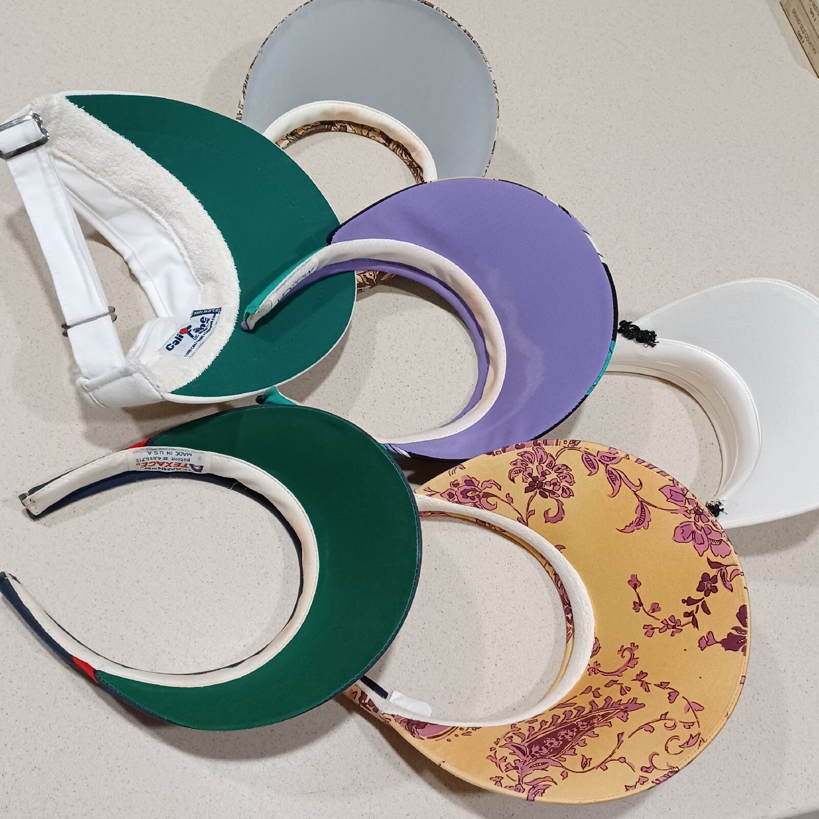 Vintage Womens Golf Visors Lot of 6. USGA, Izod, Marcia, Haley, IIA Open. PO