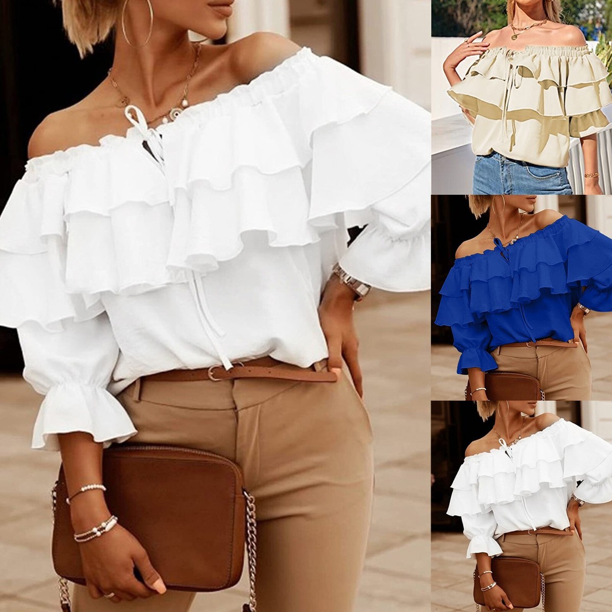 white off the shoulder top ruffle