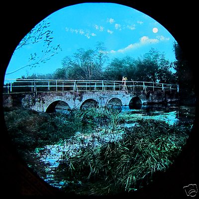 HANDKOLORIERTES magisches Glaslaternendia FLUSS THEMSE NR2 UM 1890 FOTO ENGLAND