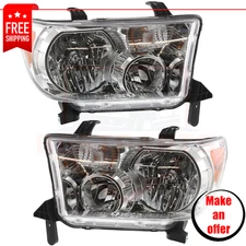 Headlights set 2 pc halogen CAPA pair w/bulb for 2007-2013 Toyota Tundra