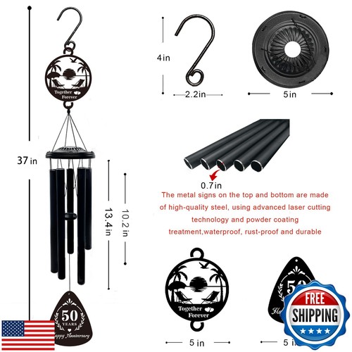 37'' 50th Anniversary Wind Chime Gifts, Golden Anniversary Keepsake Gifts Ide - Picture 4 of 5