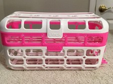 MUNCHKIN Pink  White High Capacity Dishwasher 2 Section Basket Container. NEW.