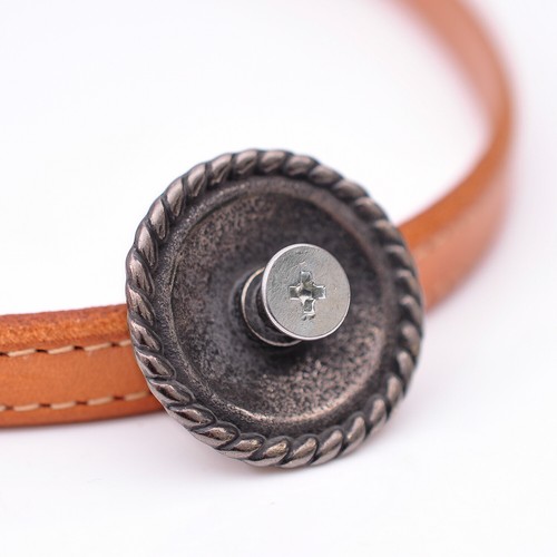 30*30MM 6PCS ROUND ROPE EDGE WESTERN TEXAS STAR ANTIQUE SILVER & BRASS CONCHOS - Picture 7 of 10
