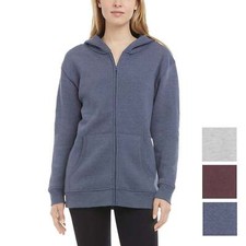 NWT Danskin Kangaroo Pockets Cotton Blend Soft Brushed Fleece Full Zip Hoodie
