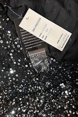 BASIX Black Label Sequined Mesh Halter Open Back Black Dress BASIX Black Label Sequined Mesh Halter Open Back Black Dress