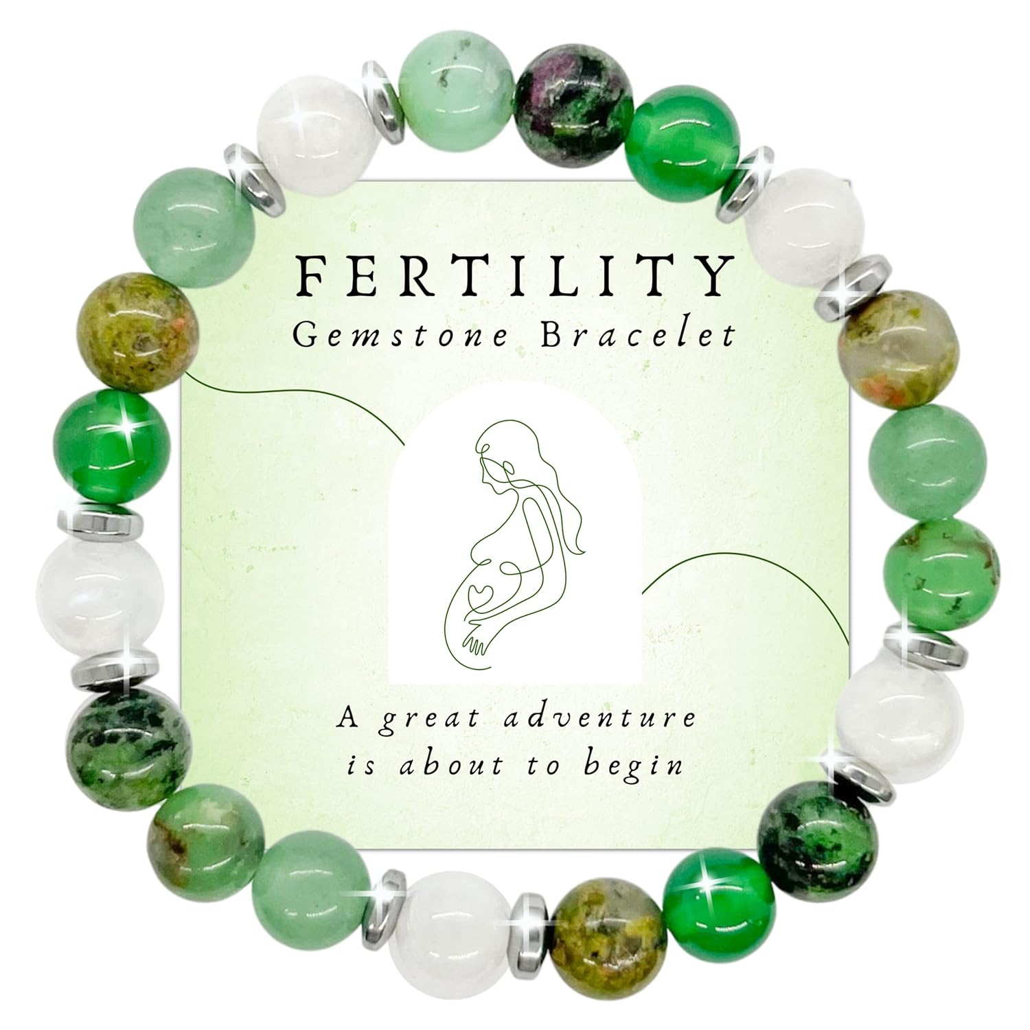 Natural Crystal Fertility Bracelet for Women with 8mm Gemstone Beads Stretch Gift Design
