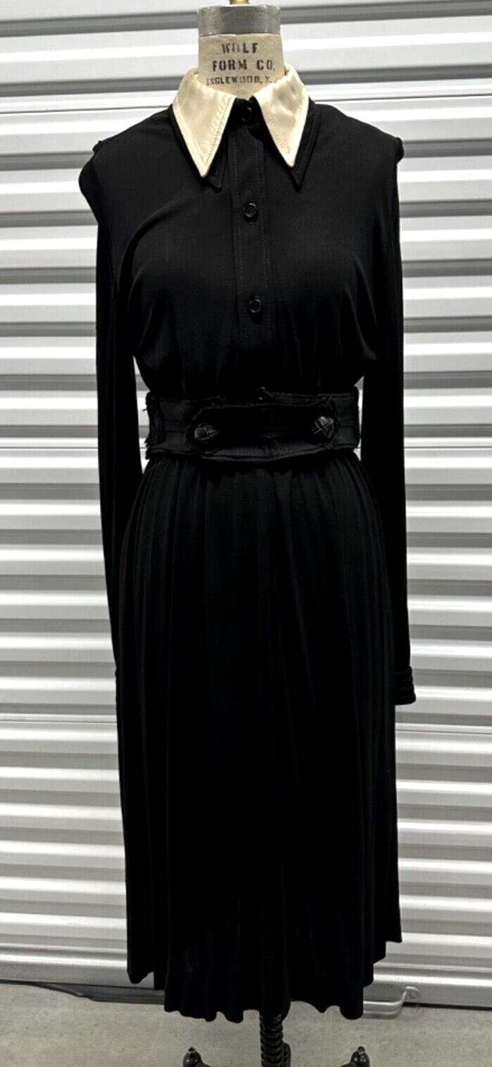 SAINT LAURENT Abito camicia in jersey di seta vintage anni 70 Ispirazione YSL elegante e chic