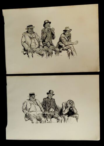 Charles Dana Gibson Unframed “Baseball Theme” 1908 Matched Print Set 11”x 16” - Picture 1 of 18
