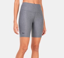 Women Under Armour HeatGear Armour Grey Bike Shorts High Rise Biker Shorts NEW