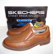 Skechers Mens Brown Leather Memory Foam Casual Shoes New Formal RRP £80 Size 6