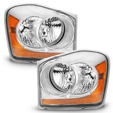 Pair Headlights Assembly For 2004-2005 Dodge Durango Halogen Headlamps