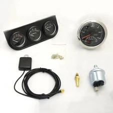 GPS Speedometer W/ Tach (3-3/8th – 85mm) & 3 in 1 Gauge Kit -Volt, Water, Oil