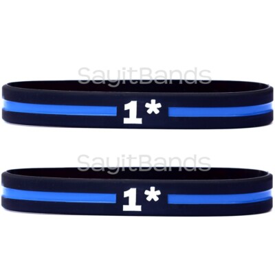 2 (two) of 1* Wristband 1 Asterisk Bracelet One Ass To Risk Thin Blue Line Band