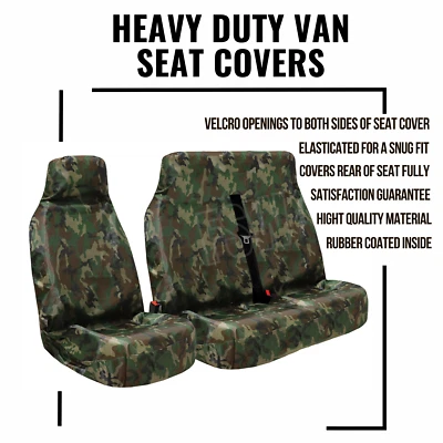 FSW Fits VW T5 T6 Extra Heavy Duty Waterproof Van Seat Covers Green Camo