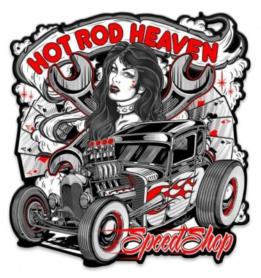 Hot Rod Heaven Blower Speed Shop Rockabilly Retro Metal Sign Blechschild Schild