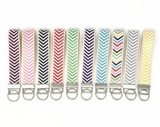 Multi Color fabric with Webbing Wristlet Key Fob with key Chain keychain