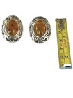 Vintage Oval Baltic Amber Sterling Silver Clip On Earrings 1.5”L 20 Gr. — photo 6