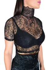 WIDOW Cult Sheer Gothic Witch Victorian Shirt Black Crop Top Doll Goth