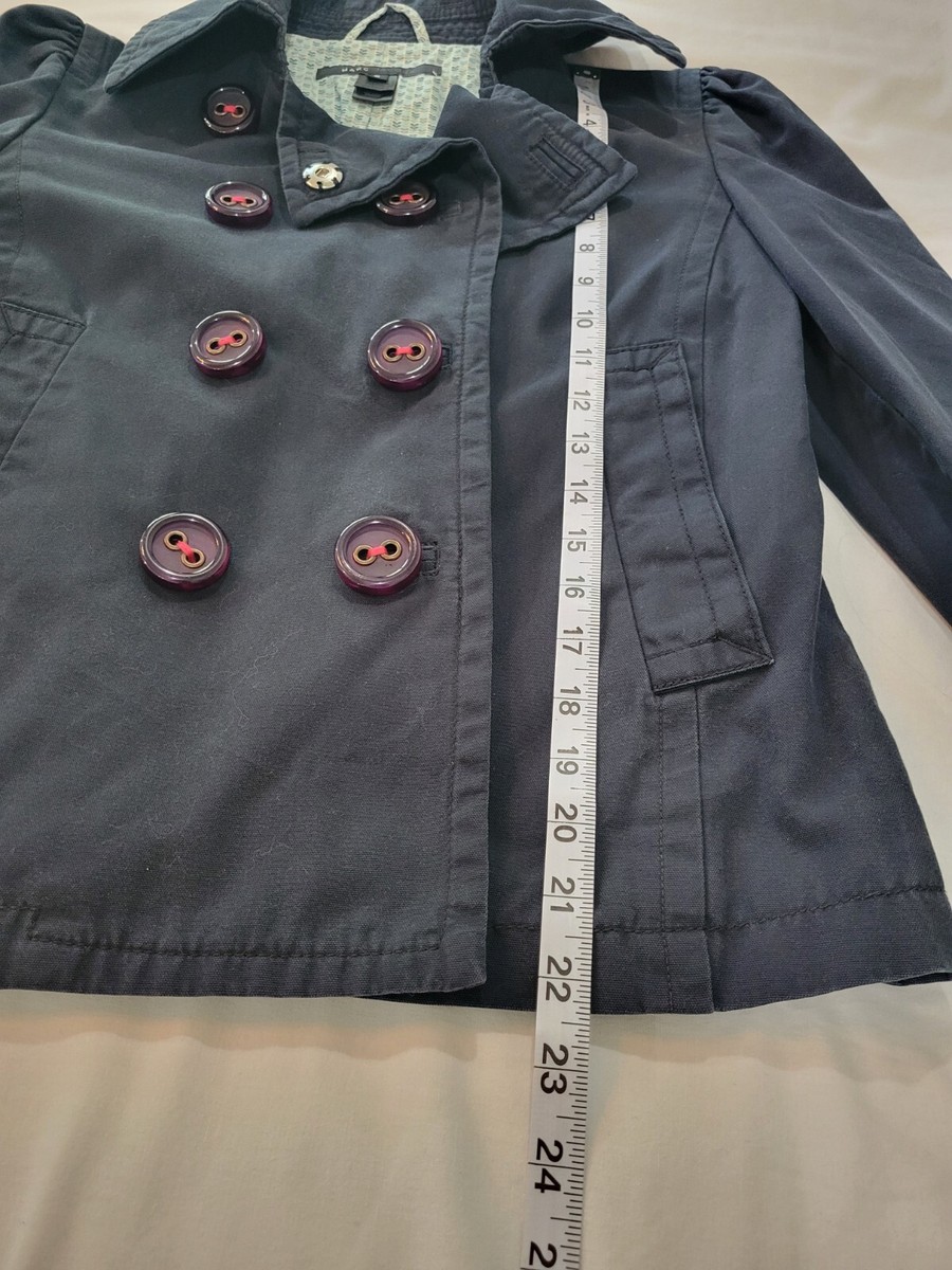 Marc Jacobs Cotton Jacket Size Small Navy Blue Snap Close