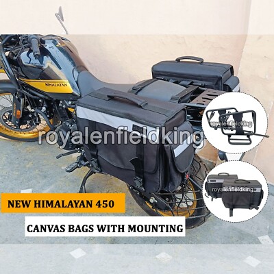 Fit For Royal Enfield Himalayan 450 Canvas Pannier Black Bags