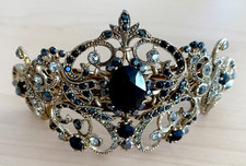 Art Deco Black  White Rhinestone Hair Comb Gatsby Vintage Style Jewelry