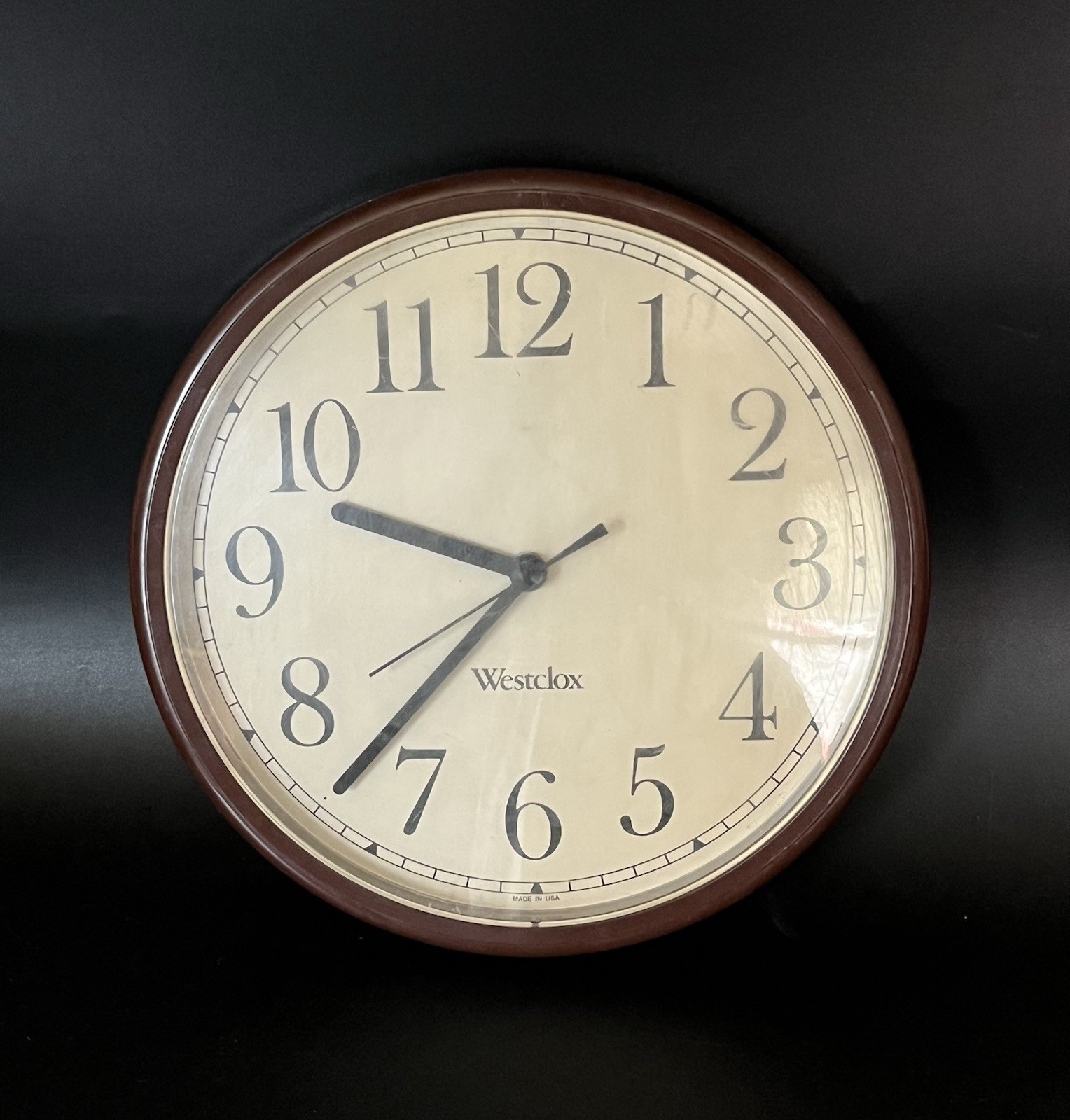 Vintage Westclox traditional wall clock black bronze frame style dial