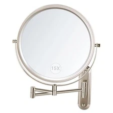 Wall Mounted Makeup Mirror/1X Double Sided Magnifying Mirror, 8.5 15X Nickel