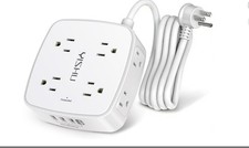 6 Ft Surge Protector Power Strip 8 Widely Outlets with 4 USB Ports, 3 Side