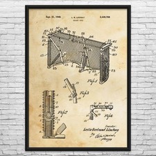 Hockey Goal Patent Wall Art: Hockey Art, Man Cave Decor, Hockey Coach Gifts