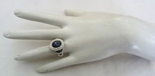 DESIGNER JS 1/2 CARAT BLUE DIAMOND GEMSTONES STERLING SILVER CLASSIC RING SIZE 6