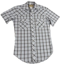Wrangler Western Shirt Men S Gray Plaid Pearl Snap Short Sleeve Cowboy Rodeo SS