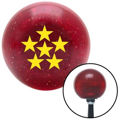 Yellow 6 Star Formation Red Metal Flake Shift Knob w/ M16x1.5 Insert Shifter
