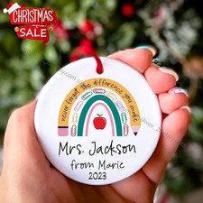 Teacher Christmas Ornament Personalized Rainbow Teacher Ornament Teacher Gift...