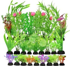 30Pcs Aquarium Plants, Green Fish Tank Artificial Multicoloured