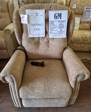British Made Wide Petite Electric High Leg Lift Riser Recliner Chair, Poss Del