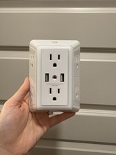 POWRUI 6-Outlet USB Wall Charger Surge Protector with Light - White