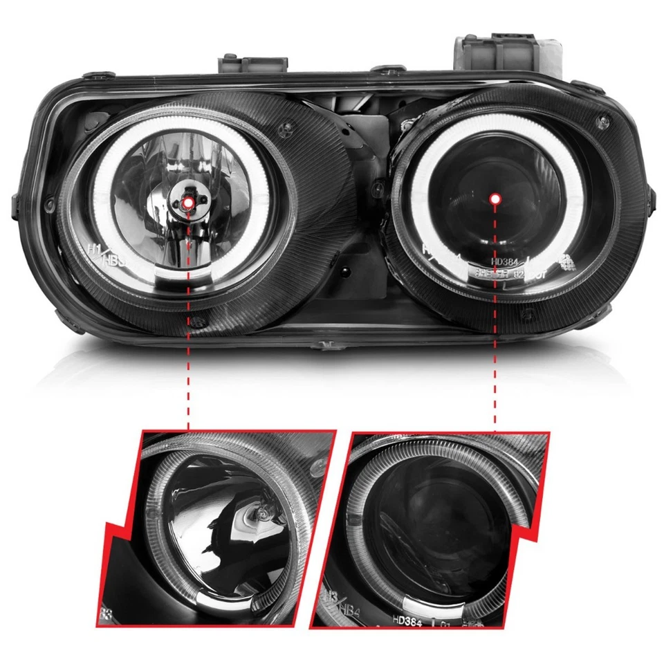 Faro izquierdo y derecho Anzo 121003 para Acura Integra 1994-1997 carcasa negra Foto 2 de 4