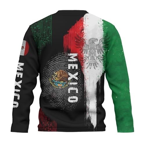 Mexico Eagle Long Sleeve T-Shirt Mexican Flag Tee 3D Printed XX-Large Black - Picture 3 of 6