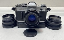 Canon AE-1 35mm SLR Camera with FD 50mm 1:1.8 Lens, Power Winder A1 Filters