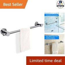 Suction Cup Towel Bar 24 in Chrome Wall Mount No Drill Vacuum Lock