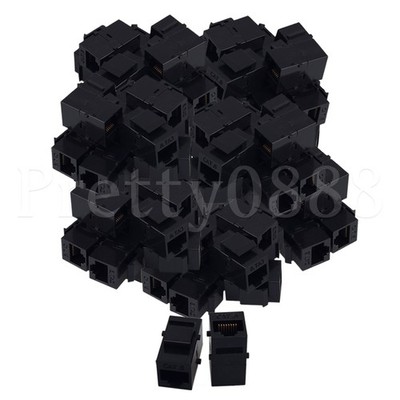 100pcs 8p8c Inline Couplers Plastic Fit for Network Engineering Black