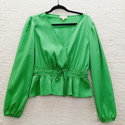 Blouse Peplum Green Going-Out Top Coquette Romantic Fairy Balletcore Y2K Size L